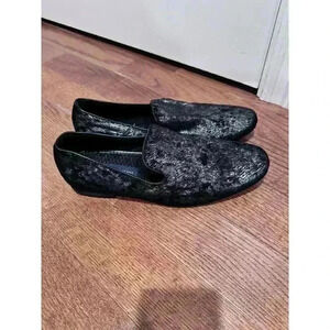 Giorgio Brutini Black Silver Formal Loafers Sz 9.5 M Mens Slip On Dress Shoes